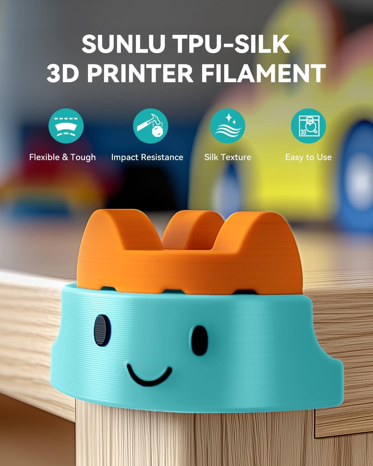 imageSUNLU TPUSilk 3D Printer Filament 98A TPU 175mm Glossy Silk Surface Flexible 1kg 22lbs BlackTpu Silk Cream White