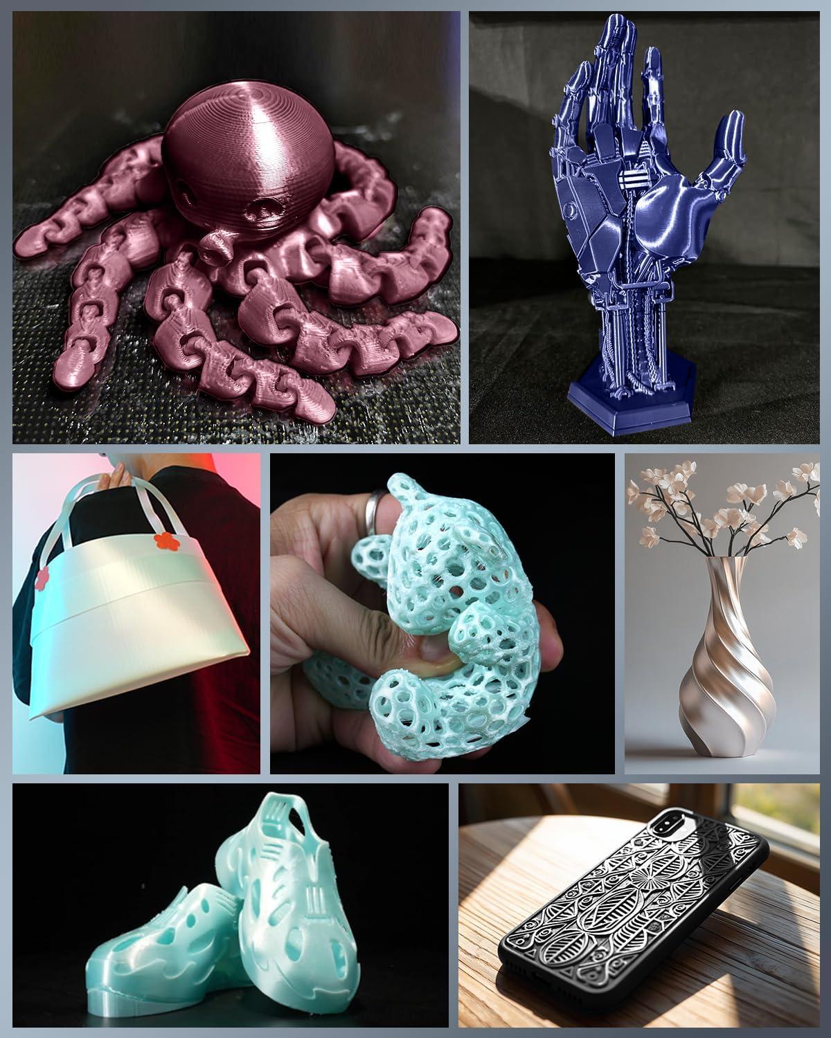 imageSUNLU TPUSilk 3D Printer Filament 98A TPU 175mm Glossy Silk Surface Flexible 1kg 22lbs BlackTpu Silk Cream White