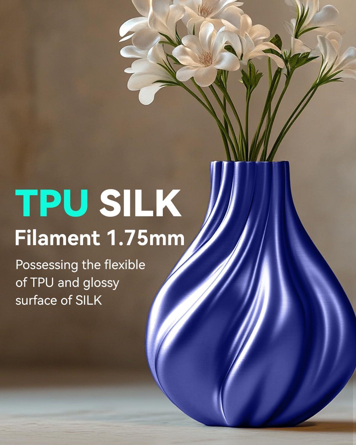 imageSUNLU TPUSilk 3D Printer Filament 98A TPU 175mm Glossy Silk Surface Flexible 1kg 22lbs BlackTpu Silk Royal Blue