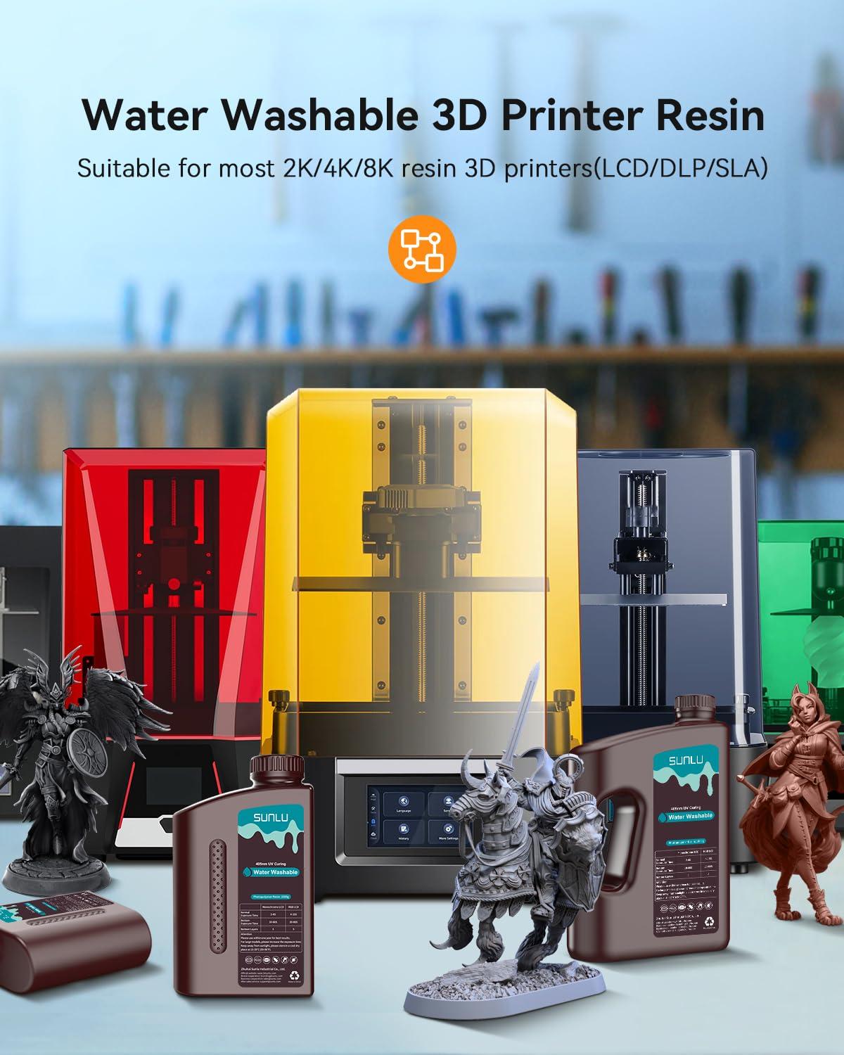imageSUNLU Water Washable 3D Printer Resin Fast Curing Low Shrinkage High Precision Photopolymer Resin for LCDDLPSLA Printers395 to 405nm UV Resin 1000g Grey3000g Grey