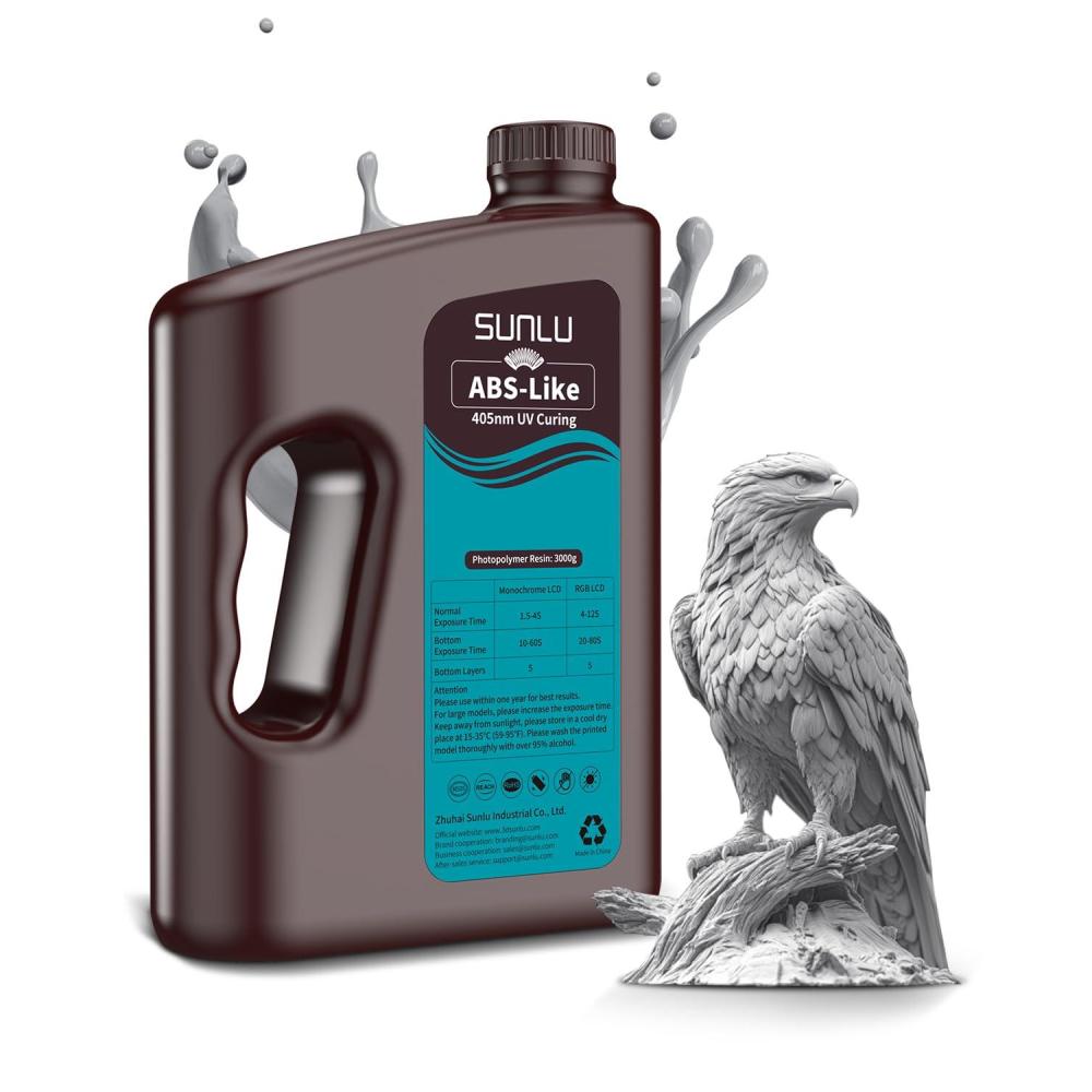 imageSUNLU 1000G ABS Like Resin for 3D Printer 405nm UV Curing Photopolymer Rapid 3D Resin for 2K 4K 6K 8K LCDDLPSLA 3D Printers NonBrittle ampamp High Precision ampamp Low Shrinkage 1KG Grey3000g Grey