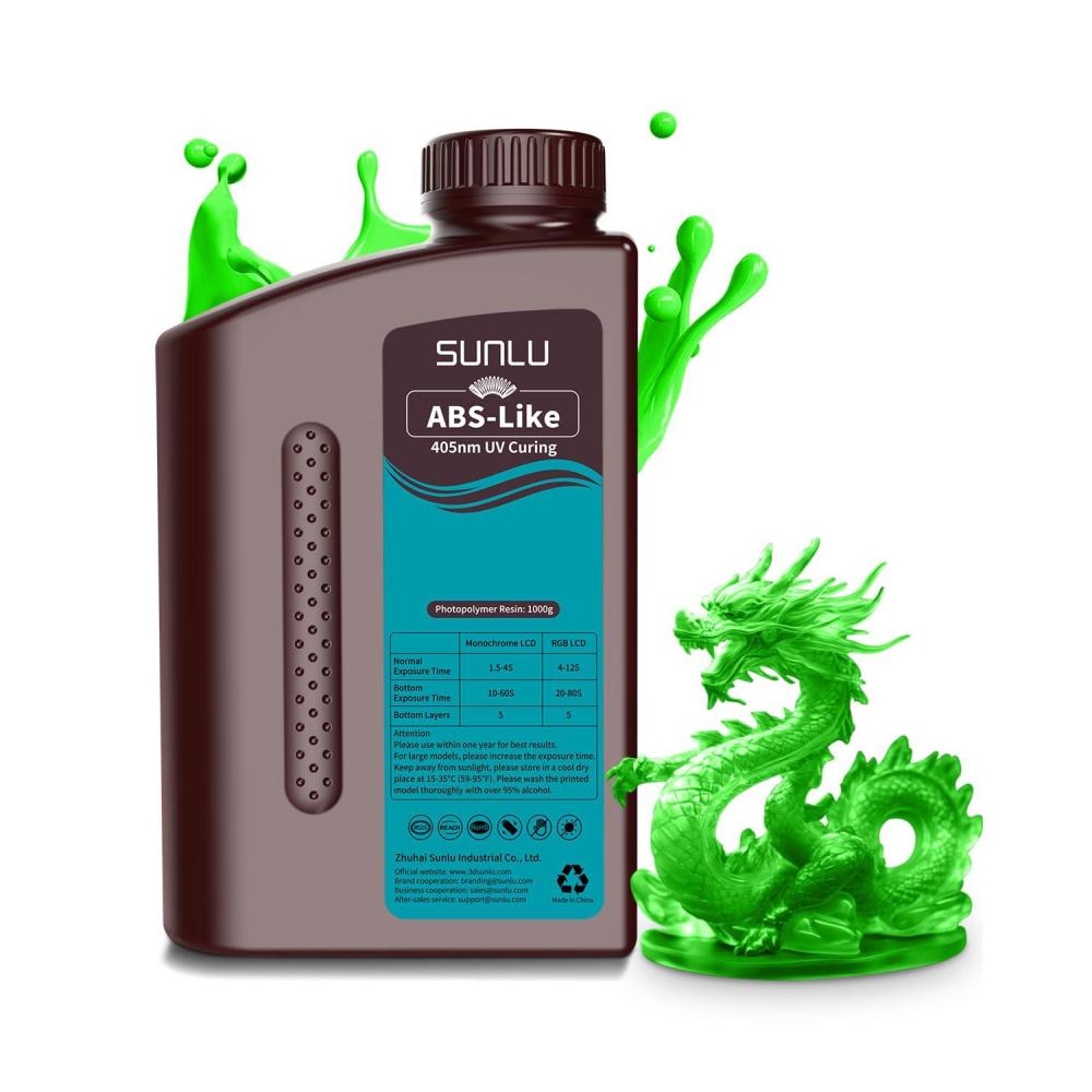 imageSUNLU 1000G ABS Like Resin for 3D Printer 405nm UV Curing Photopolymer Rapid 3D Resin for 2K 4K 6K 8K LCDDLPSLA 3D Printers NonBrittle ampamp High Precision ampamp Low Shrinkage 1KG Grey1KG Clear Green