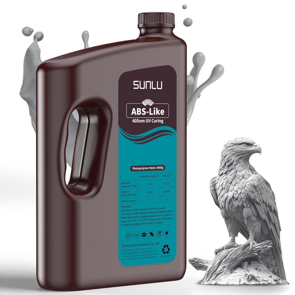 imageSUNLU 3000G ABS Like Resin for 3D Printer 405nm UV Curing Photopolymer Rapid 3D Resin for 2K 4K 6K 8K LCDDLPSLA 3D Printers NonBrittle ampamp High Precision ampamp Low Shrinkage 3KG Dark Grey4KG Grey