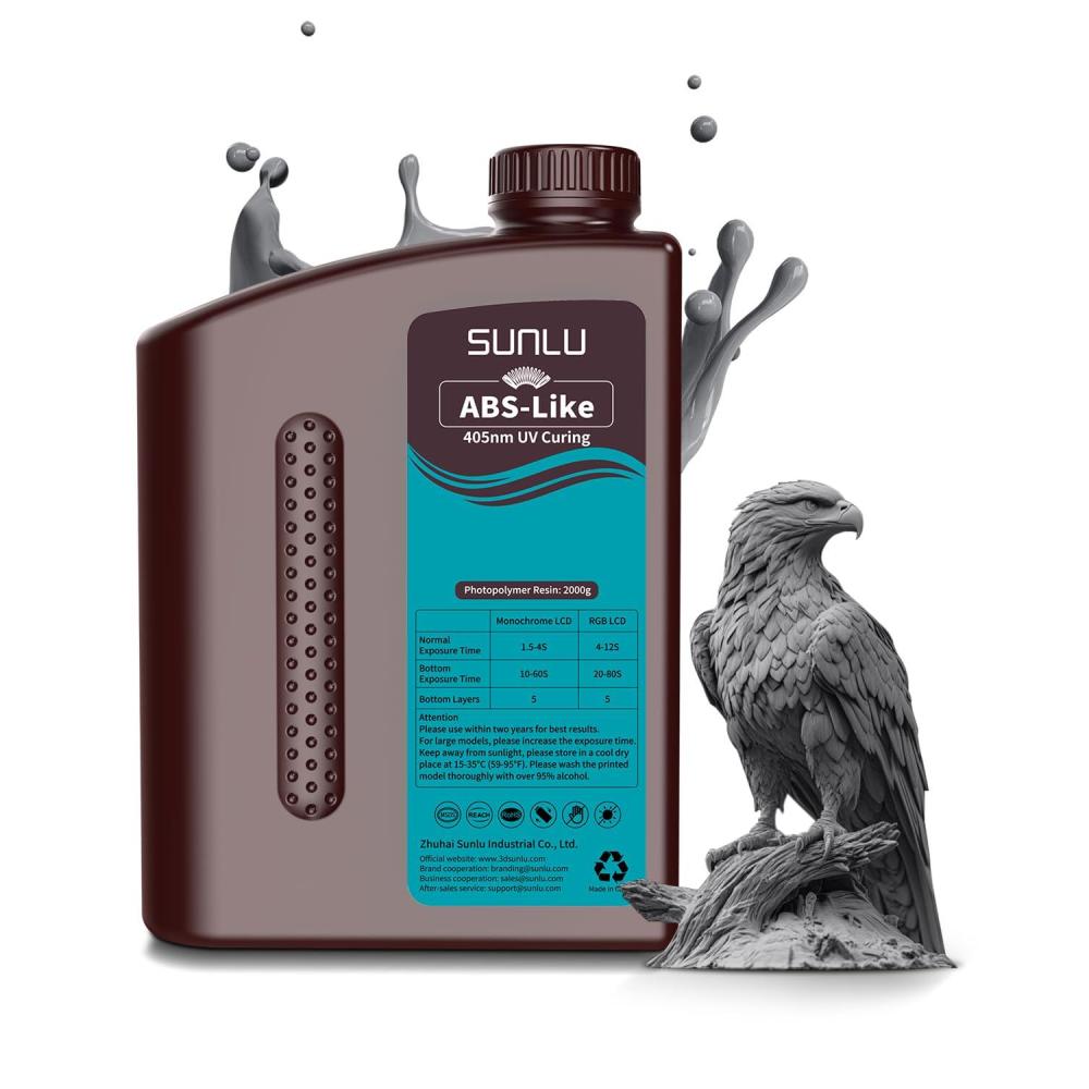 imageSUNLU 3000G ABS Like Resin for 3D Printer 405nm UV Curing Photopolymer Rapid 3D Resin for 2K 4K 6K 8K LCDDLPSLA 3D Printers NonBrittle ampamp High Precision ampamp Low Shrinkage 3KG Dark Grey2000gdark Grey