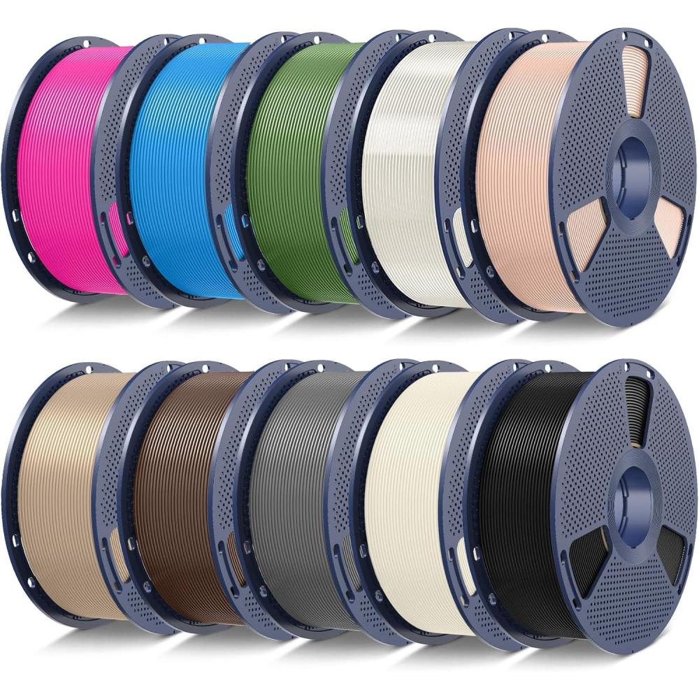 imageSUNLU 3D Printer Filament 10kg Bundle Neatly Wound PLA Filament 175mm 002mm 1kg per Spool 10 Packs BlackWhiteGreyRedOlive GreenYellowBlue GreyWoodSilverTransparentBundles 10kg  Blackbone Whitegreybrownwoodbeigeolive Greencyanmagentatransparent