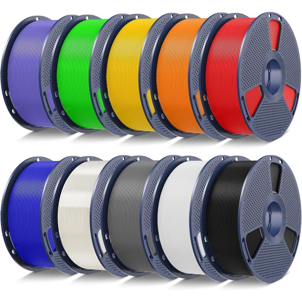 imageSUNLU 3D Printer Filament 10kg Bundle Neatly Wound PLA Filament 175mm 002mm 1kg per Spool 10 Packs BlackWhiteGreyRedOlive GreenYellowBlue GreyWoodSilverTransparentBundles 10kg  Blackwhitegreyredklein Bluegreenvivid Yellowsunny Orangelavender Purpletransparent
