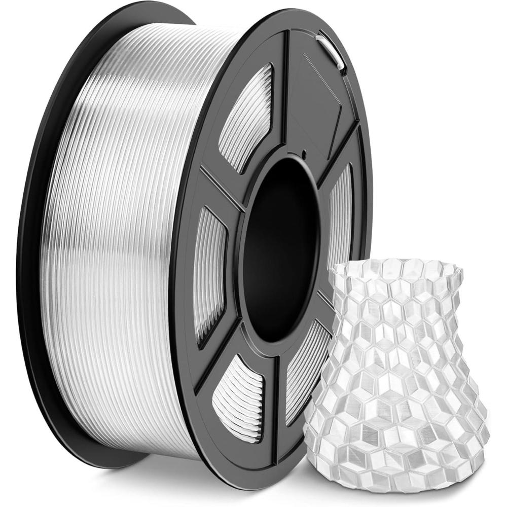 imageSUNLU 3D Printer Filament 10kg Bundle Neatly Wound PLA Filament 175mm 002mm 1kg per Spool 10 Packs BlackWhiteGreyRedOlive GreenYellowBlue GreyWoodSilverTransparent1000gpla Transparent