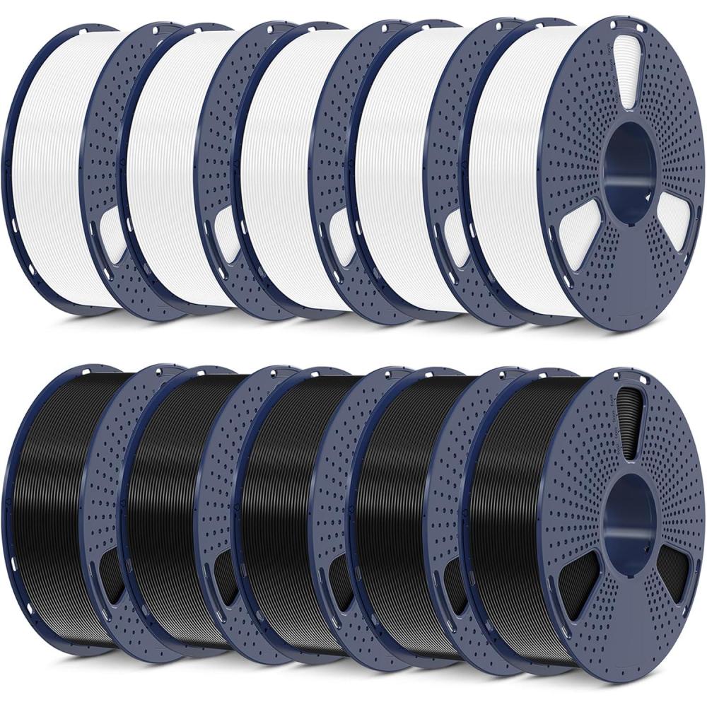 imageSUNLU 3D Printer Filament 10kg Bundle Neatly Wound PLA Filament 175mm 002mm 1kg per Spool 10 Packs BlackWhiteGreyRedOlive GreenYellowBlue GreyWoodSilverTransparentBundles 10kg  5 Black5 White