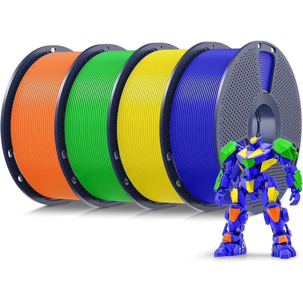 imageSUNLU 3D Printer Filament 10kg Bundle Neatly Wound PLA Filament 175mm 002mm 1kg per Spool 10 Packs BlackWhiteGreyRedOlive GreenYellowBlue GreyWoodSilverTransparent4kg Pla Sunny Orangeyellowgreenklein Blue