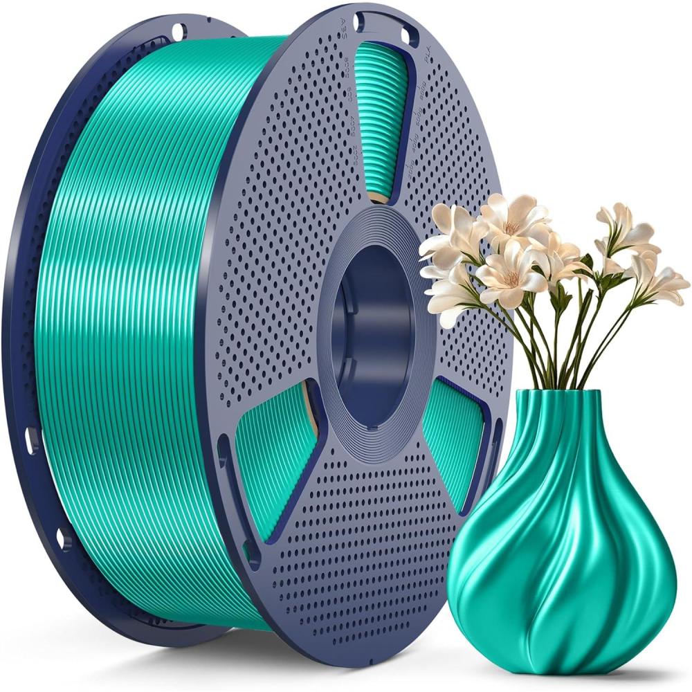 imageSUNLU 3D Printer Filament Bundle PLA Silk Rainbow Filament Multicolor Fast Color Change Each 8 Meters Individually Vacuum Packed 250g Spool 8 Rolls 2kg Total 6 Silk RainbowLight GoldSilver1kg Pla Silk Green