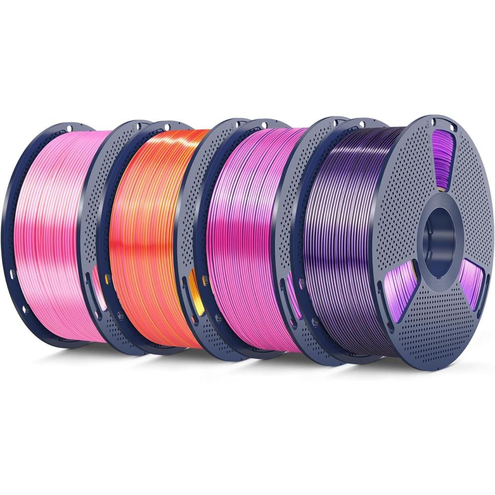 imageSUNLU 3D Printer Filament Bundle PLA Silk Rainbow Filament Multicolor Fast Color Change Each 8 Meters Individually Vacuum Packed 250g Spool 8 Rolls 2kg Total 6 Silk RainbowLight GoldSilverSilk Pla Dual Color Bundle 1kg4