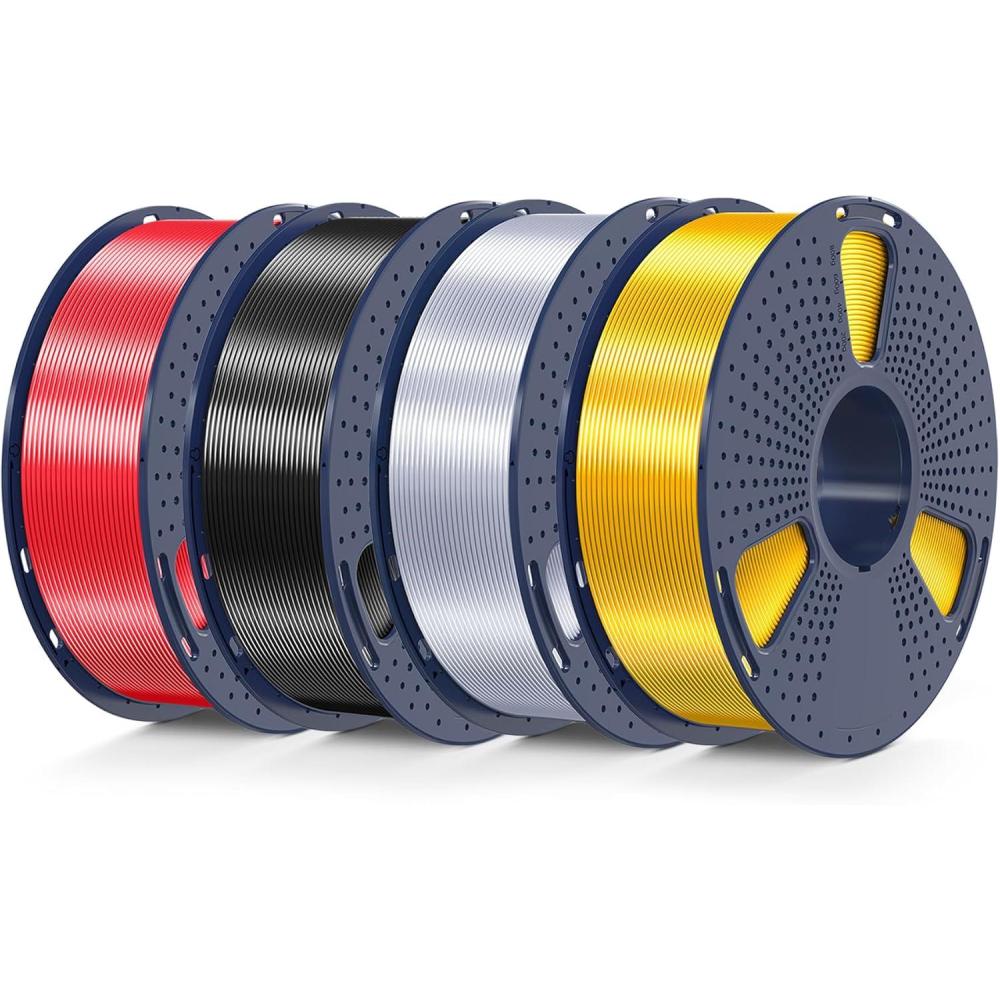 imageSUNLU 3D Printer Filament Bundle PLA Silk Rainbow Filament Multicolor Fast Color Change Each 8 Meters Individually Vacuum Packed 250g Spool 8 Rolls 2kg Total 6 Silk RainbowLight GoldSilver1kg4 Light Goldsilverblackred