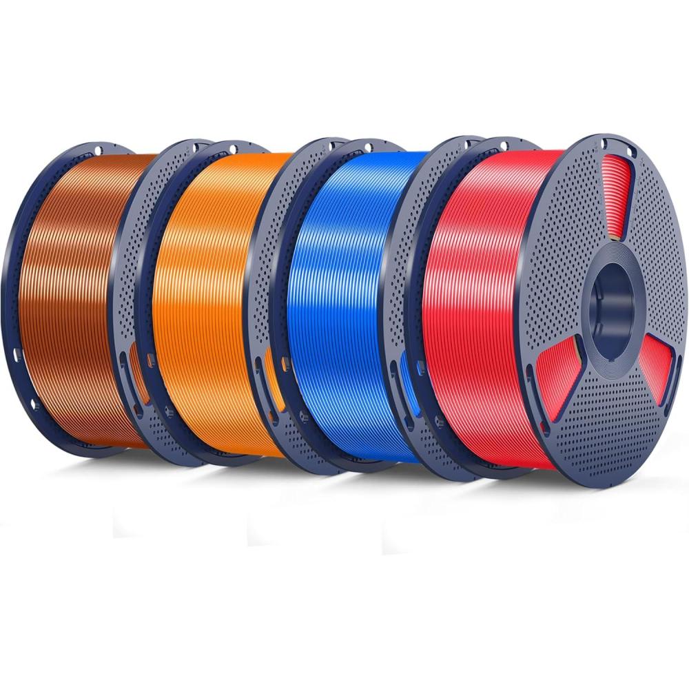 imageSUNLU 3D Printer Filament Bundle PLA Silk Rainbow Filament Multicolor Fast Color Change Each 8 Meters Individually Vacuum Packed 250g Spool 8 Rolls 2kg Total 6 Silk RainbowLight GoldSilver1kg4 Redblueorangered Copper