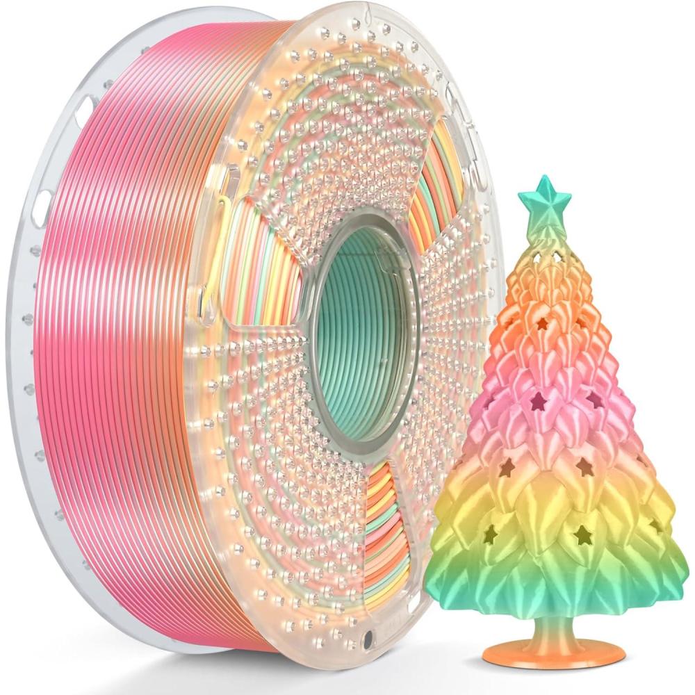 imageSUNLU 3D Printer Filament Bundle PLA Silk Rainbow Filament Multicolor Fast Color Change Each 8 Meters Individually Vacuum Packed 250g Spool 8 Rolls 2kg Total 6 Silk RainbowLight GoldSilverSilk Rainbow 05