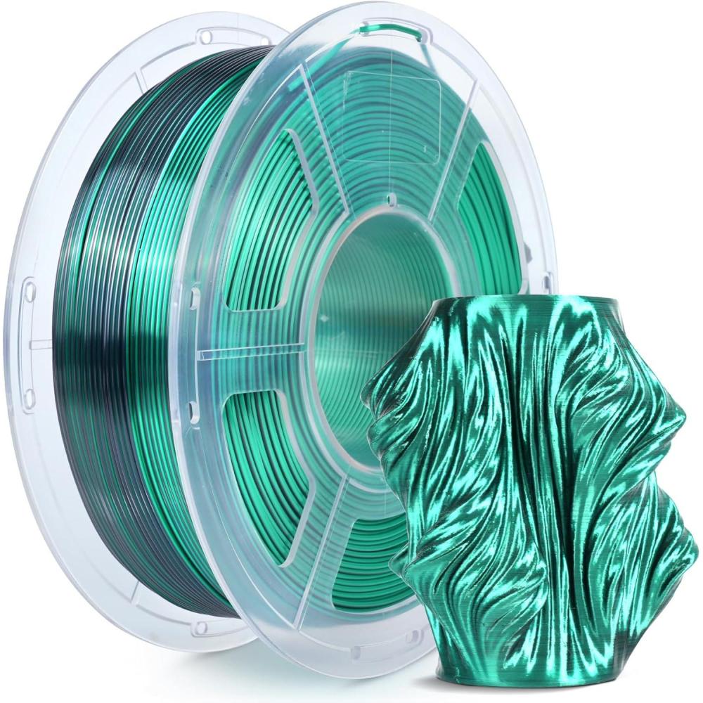 imageSUNLU 3D Printer Filament Bundle PLA Silk Rainbow Filament Multicolor Fast Color Change Each 8 Meters Individually Vacuum Packed 250g Spool 8 Rolls 2kg Total 6 Silk RainbowLight GoldSilverSilk Pla Dual Black Green