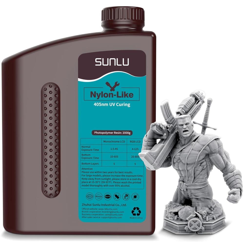 imageSUNLU 3D Printer Resin Strong Durable Nylon Like 3D Resin for LCD DLP SLA Resin 3D Printers 395405nm UV Light Curing 3D Printing Liquid Photopolymer Resin Good for Functional Parts 1000g Beige2000g Grey