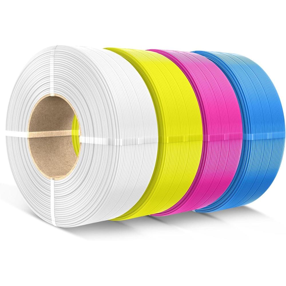 imageSUNLU 500g PLA Refill Filament 175mm Refill PLA 3D Printer Filament Suitable for Bambu Lab Filament and SUNLU Reusable spools Dimensional Accuracy  002 mm 05kg per Spool 4 Pcs 4 WhiteCmykwhitemagentayellowcyan
