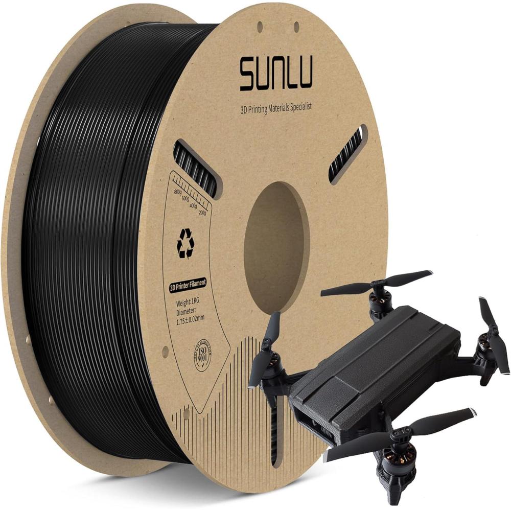 imageSUNLU ASA Filament 175mm 3D Printer Filament 175mm 002mm Fit Most FDM 3D Printer 1KG Cardboard Spool Black