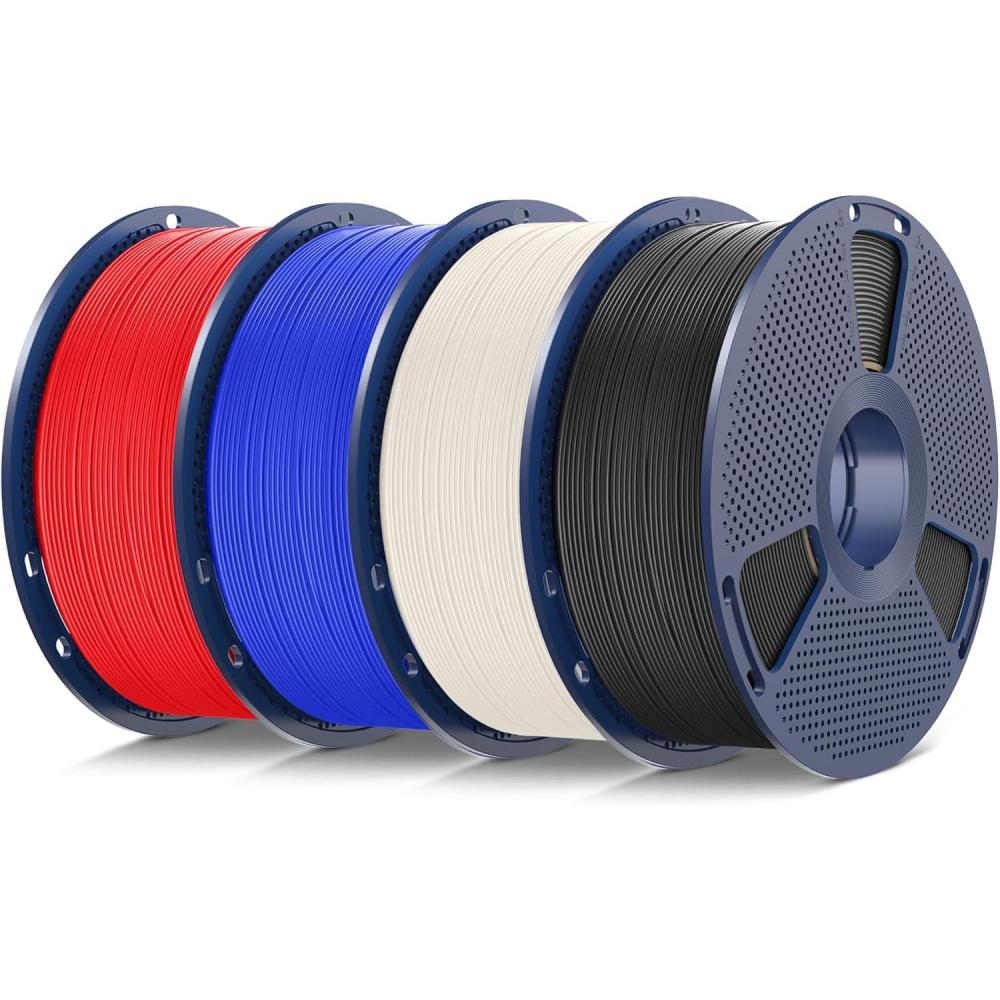 imageSUNLU ASA Filament 175mm UVRainHeat Resistant Tough 3D Printer Filament Great for Printing Outdoor Functional Mechanical Parts 1kg Spool 22lbs BlackBundle 4kg Asa Blacknaturalbluered