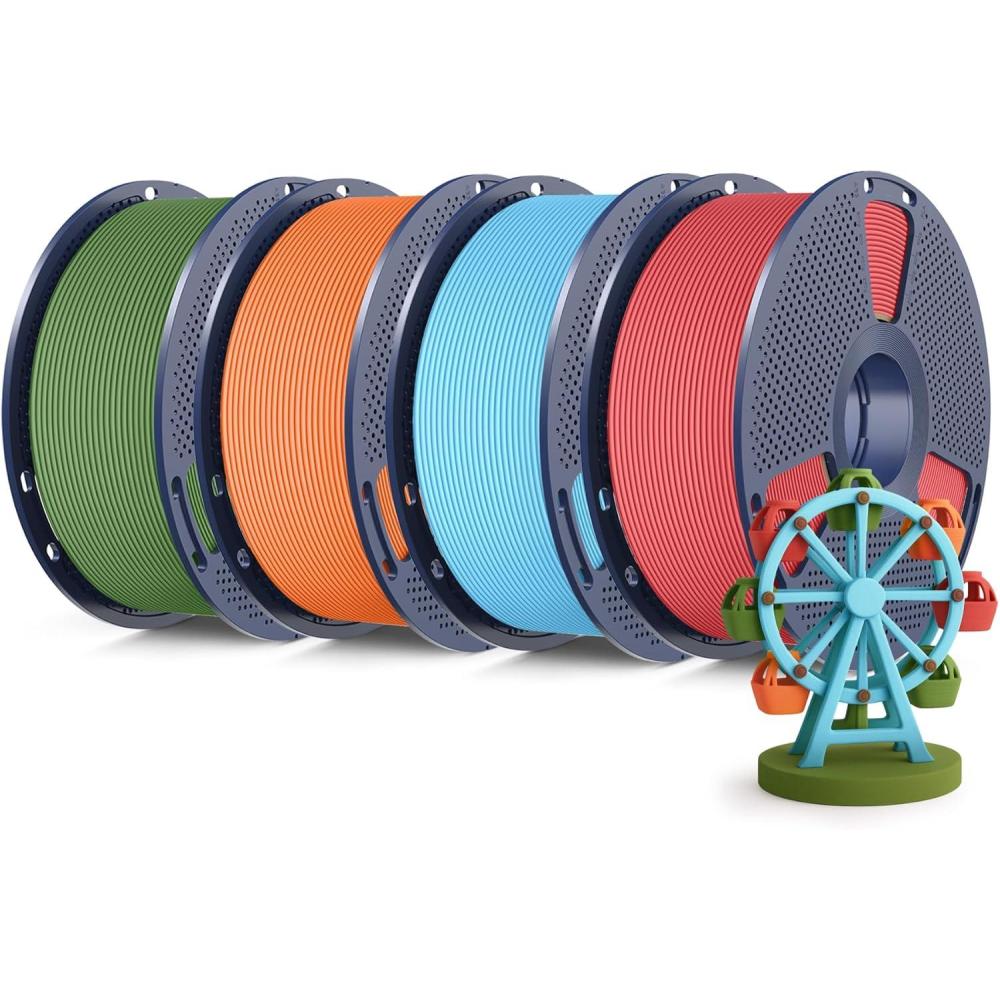 imageSUNLU High Speed Matte PLA Filament Up to 600mms Fast 3D Printer Filament Smooth Matte PLA Filament Fits Most FDM 3D Printers 1KG Reusable Spool Matte Sunny Orange4kg Cherry Redsky Blueolive Greensunny Orange