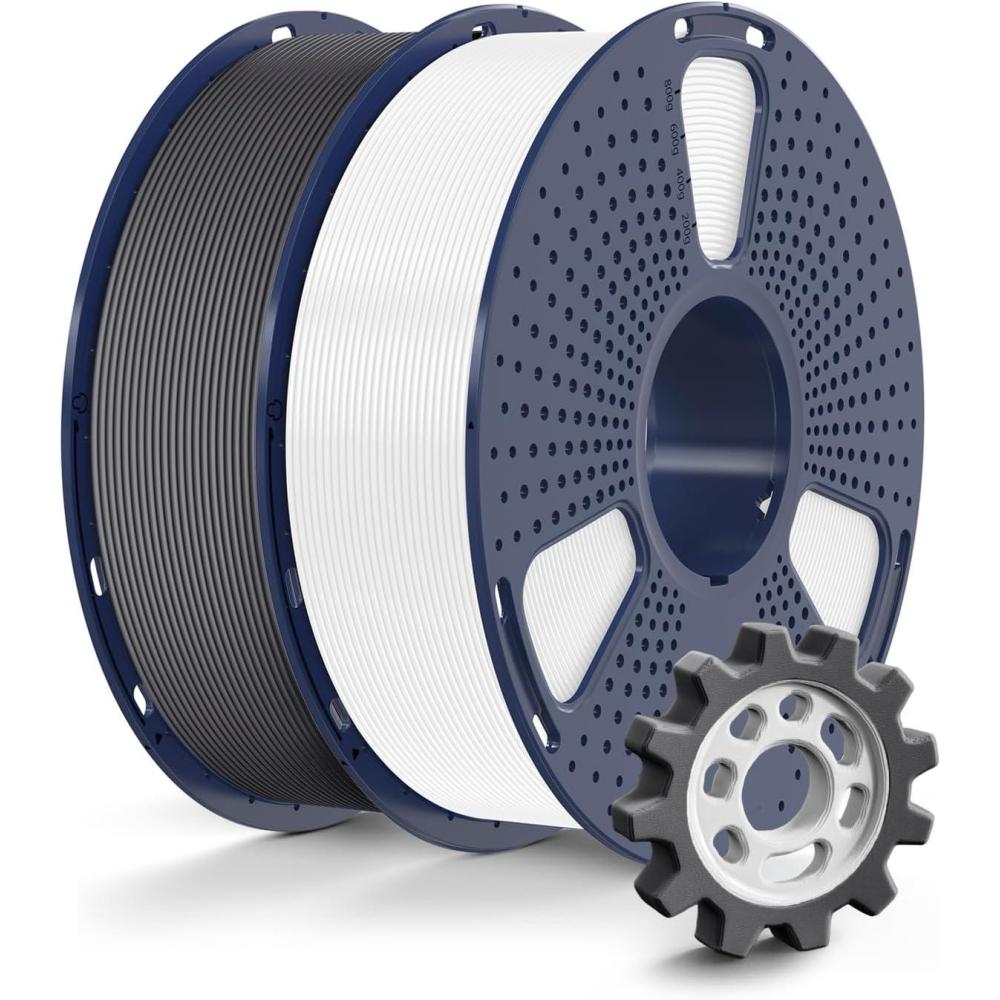 imageSUNLU High Speed PETG 3D Filament 175mm 30mms  600mms Print Range High Flow Speedy 3D Printer Filament Fit Most FDM Printers Dimensional Accuracy  002mm 1kg Spool Black2kg Whitegrey