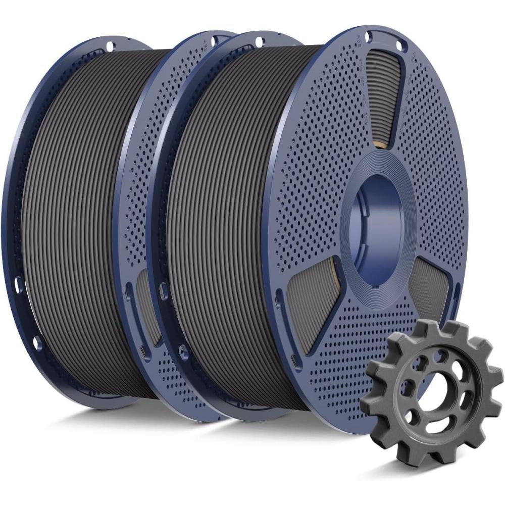 imageSUNLU High Speed PETG 3D Filament 175mm 30mms  600mms Print Range High Flow Speedy 3D Printer Filament Fit Most FDM Printers Dimensional Accuracy  002mm 1kg Spool Black2kg Greygrey