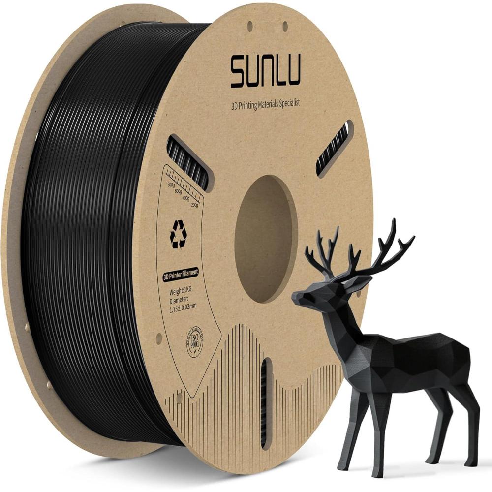 imageSUNLU High Speed PLA Filament 175mm 3D Printer Filament 175mm 002mm for Fast Printing Fit Most FDM 3D Printer 1KG Cardboard Spool Black