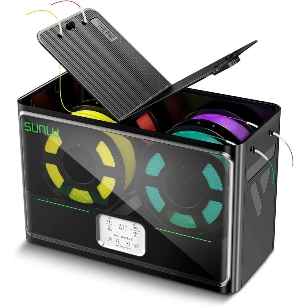 imageSUNLU Official 3D Printer Filament Dryer S4 4 Spools Capacity 3 Circulation Fans 350W PTC Heater 70 Max Temperature Power Saving Storage Mode Nylon TPU PLA PETG ABS Filament Dryer Box BlackBlack S4