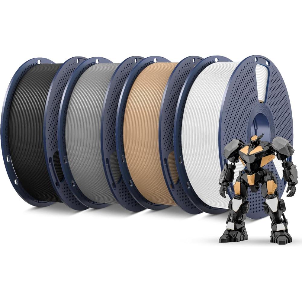 imageSUNLU PETG Filament 175mmStrong 3D Printer FilamentUltraLow StringingExceptional Layer Adhesion ampamp High ToughnessDimensional Accuracy  002 mmFit Most FDM 3D Printers1kg SpoolBlack4kg Blackwhitegreyoak