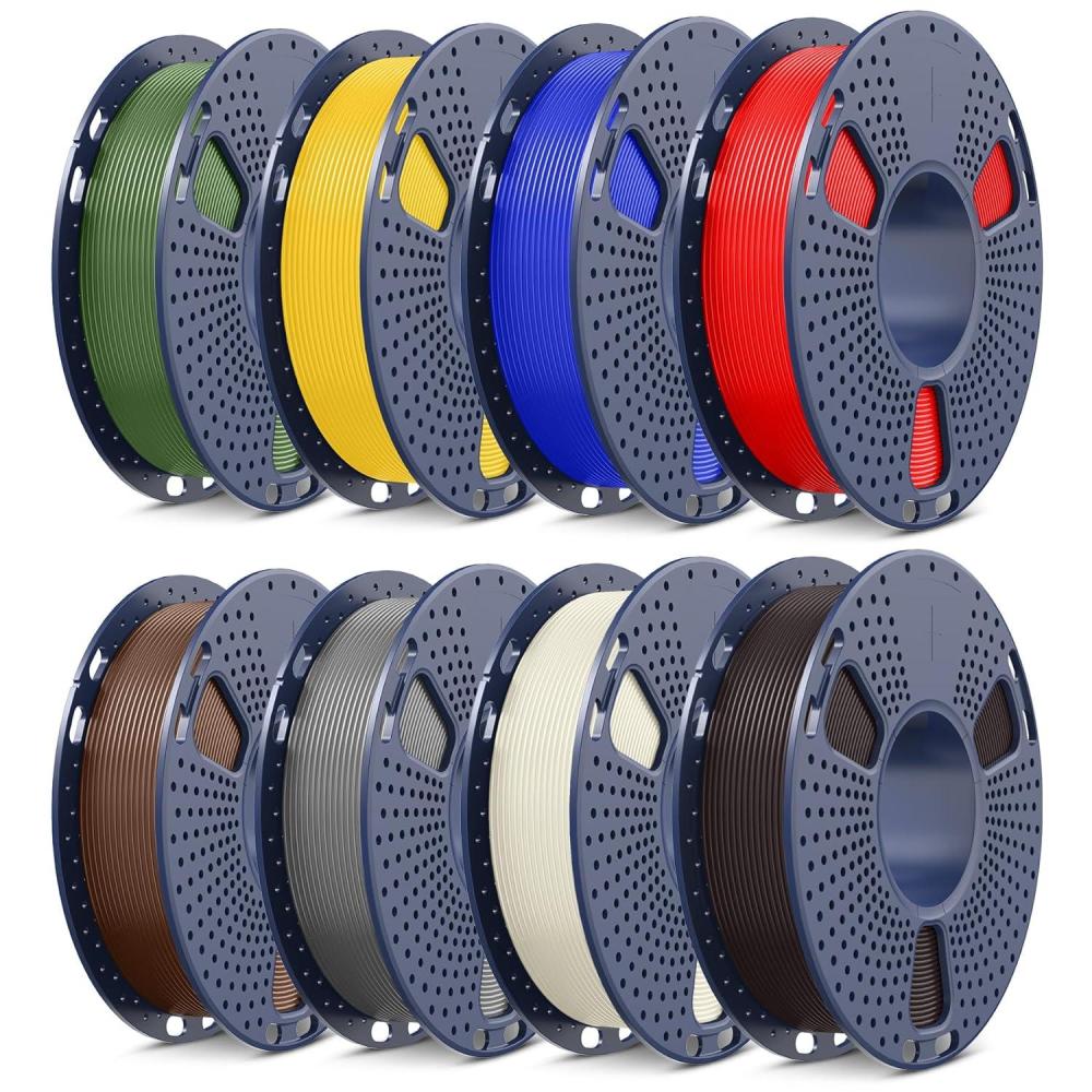 imageSUNLU PLA Filament 175 Bundle Individually Vacuum Packed 2kg in Total 025kg per Spool 8 Pack BlackClear ClearYellowBlueGreenPurpleRedOrangeRoasted Chestnutbone Whitegreycoffee Brownredklein Bluevivid Yellowolive Green