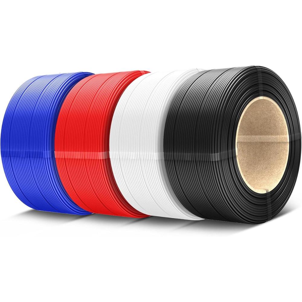 imageSUNLU Refill PETG Filament 175mm PETG Refill 3D Printer Filament Suitable for Bambu Lab Filament and SUNLU Reusable spools 1kg per Spool 4 Pack 4 Colors CMYKWhiteMagentaYellowCyan05kg4blackwhiteredklein Blue