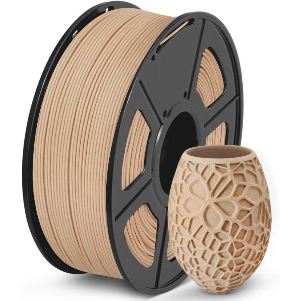 imageSUNLU Silk PLA Filament 175mm Neatly Wound Shiny PLA 3D Printer Filament Dimensional Accuracy  002mm Fit Most 3D Printers Good Vacuum Packaging 1kg Spool22lbs 330 Meters Silky SilverReal Wood Fiber Pla