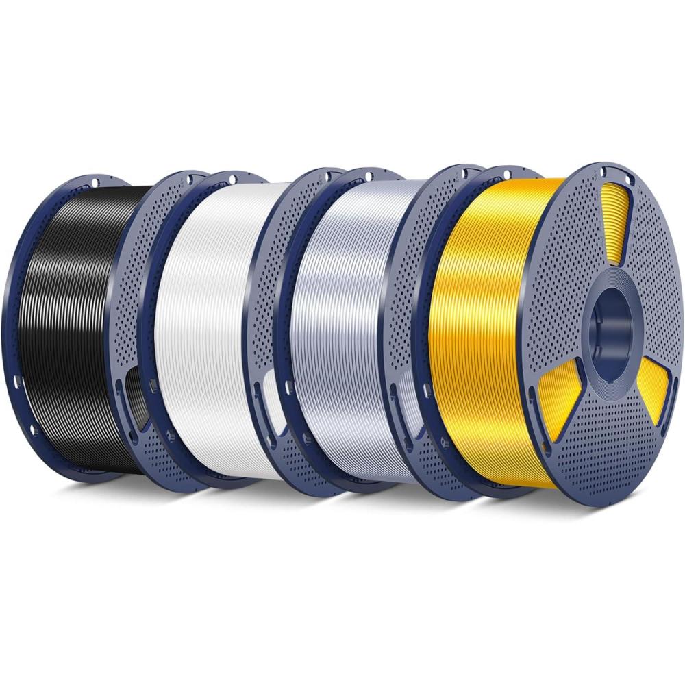 imageSUNLU Silk PLA Filament 175mm Neatly Wound Shiny PLA 3D Printer Filament Dimensional Accuracy  002mm Fit Most 3D Printers Good Vacuum Packaging 1kg Spool22lbs 330 Meters Silky SilverBundle 4kg Silk Silverlight Goldblackwhite
