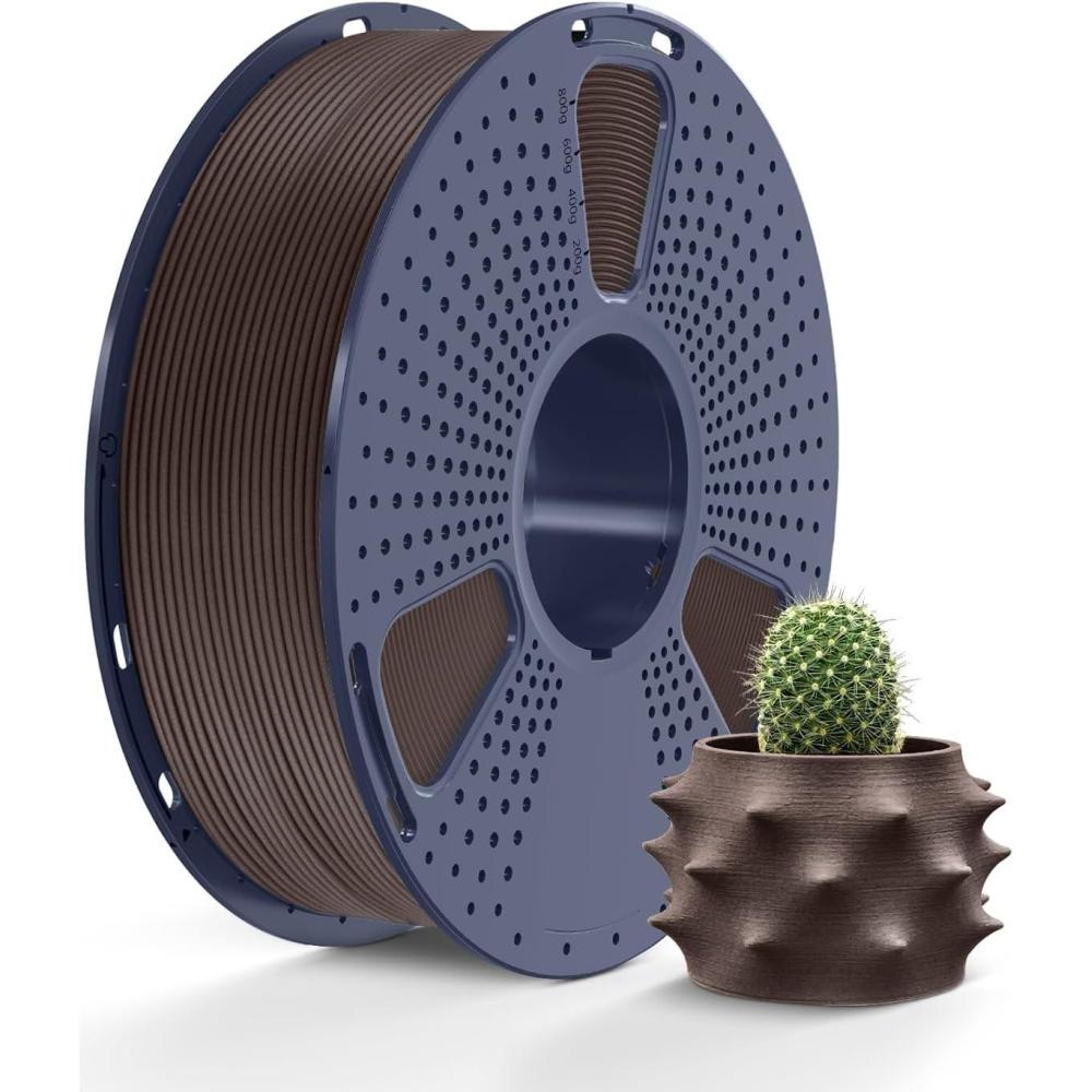 imageSUNLU Silk PLA Filament 175mm Neatly Wound Shiny PLA 3D Printer Filament Dimensional Accuracy  002mm Fit Most 3D Printers Good Vacuum Packaging 1kg Spool22lbs 330 Meters Silky SilverReal Wood Fiber Walnut