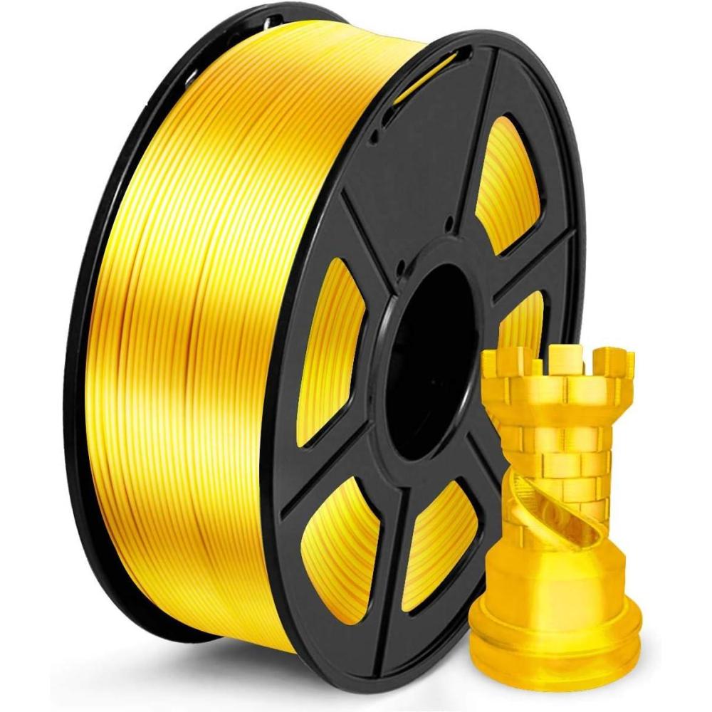 imageSUNLU Silk PLA Filament 175mm Neatly Wound Shiny PLA 3D Printer Filament Dimensional Accuracy  002mm Fit Most 3D Printers Good Vacuum Packaging 1kg Spool22lbs 330 Meters Silky Silver1kg Silk Light Gold