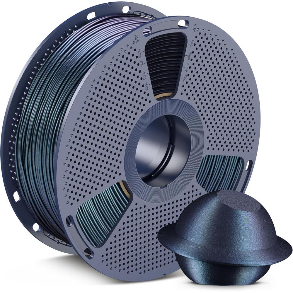 imageSUNLU Silk PLA Filament 175mm Neatly Wound Shiny PLA 3D Printer Filament Dimensional Accuracy  002mm Fit Most 3D Printers Good Vacuum Packaging 1kg Spool22lbs 330 Meters Silky SilverStars Flowinggalaxy Black