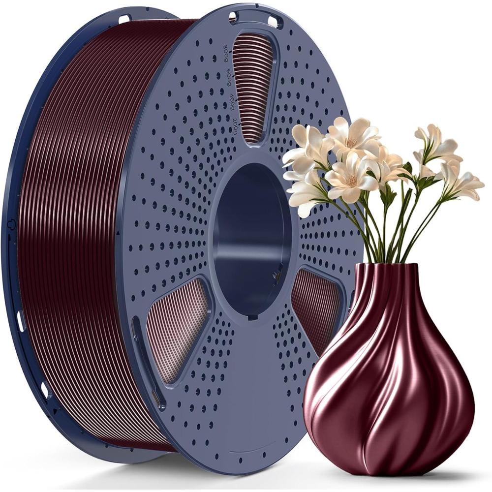 imageSUNLU TPUSilk 3D Printer Filament 98A TPU 175mm Glossy Silk Surface Flexible 1kg 22lbs BlackTpu Silk Burgundy Red