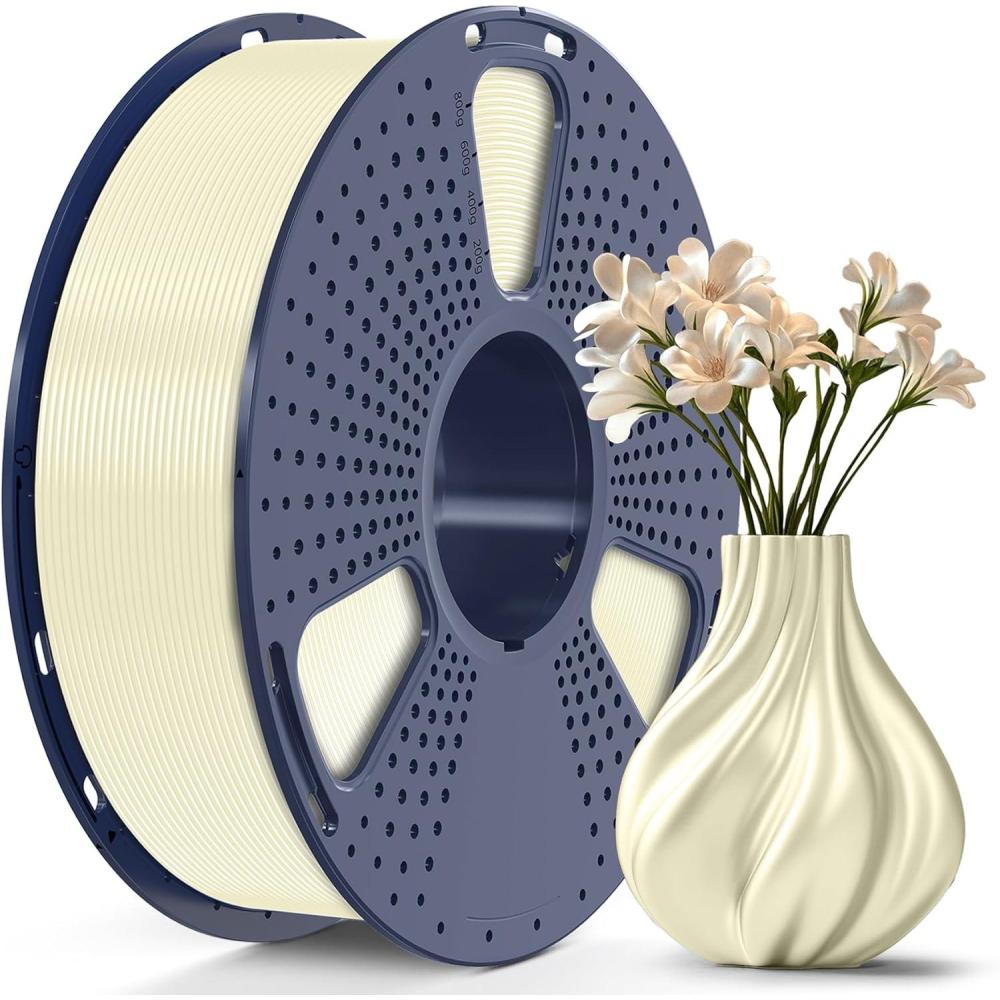 imageSUNLU TPUSilk 3D Printer Filament 98A TPU 175mm Glossy Silk Surface Flexible 1kg 22lbs BlackTpu Silk Cream White