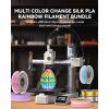 imageSUNLU 3D Printer Filament Bundle PLA Silk Rainbow Filament Multicolor Fast Color Change Each 8 Meters Individually Vacuum Packed 250g Spool 8 Rolls 2kg Total 6 Silk RainbowLight GoldSilverSilk Small Spool  Silk Rainbow6light Goldsilver