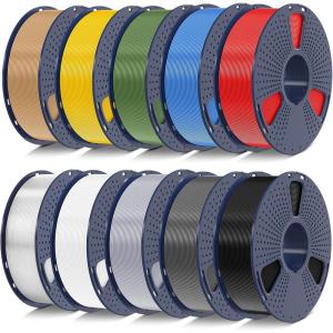 imageSUNLU 3D Printer Filament 10kg Bundle Neatly Wound PLA Filament 175mm 002mm 1kg per Spool 10 Packs BlackWhiteGreyRedOlive GreenYellowBlue GreyWoodSilverTransparentBundles 10kg  Blackwhitegreyredolive Greenyellowblue Greywoodsilvertransparent