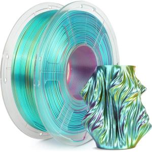 imageSUNLU 3D Printer Filament Bundle PLA Silk Rainbow Filament Multicolor Fast Color Change Each 8 Meters Individually Vacuum Packed 250g Spool 8 Rolls 2kg Total 6 Silk RainbowLight GoldSilverSilk Pla Triple Red Yellow Green