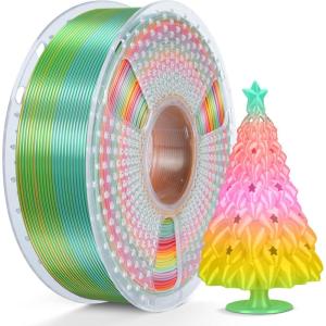 imageSUNLU 3D Printer Filament Bundle PLA Silk Rainbow Filament Multicolor Fast Color Change Each 8 Meters Individually Vacuum Packed 250g Spool 8 Rolls 2kg Total 6 Silk RainbowLight GoldSilverSilk Rainbow 01