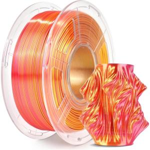 imageSUNLU 3D Printer Filament Bundle PLA Silk Rainbow Filament Multicolor Fast Color Change Each 8 Meters Individually Vacuum Packed 250g Spool 8 Rolls 2kg Total 6 Silk RainbowLight GoldSilverSilk Pla Dual Red Gold