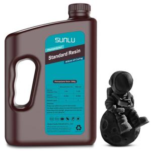 imageSUNLU 3D Printer Resin 1kg Fast Curing Standard 3D Resin for LCD DLP SLA Resin 3D Printers 395405nm UV Light Curing 3D Printing Liquid Photopolymer Resin Low Shrinkage High Precision 1000g Grey3kg Black