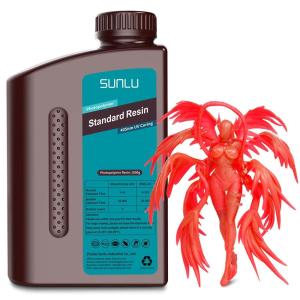 imageSUNLU 3D Printer Resin 1kg Fast Curing Standard 3D Resin for LCD DLP SLA Resin 3D Printers 395405nm UV Light Curing 3D Printing Liquid Photopolymer Resin Low Shrinkage High Precision 1000g Grey1kgClear Red