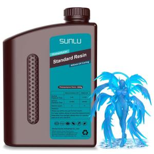 imageSUNLU 3D Printer Resin 1kg Fast Curing Standard 3D Resin for LCD DLP SLA Resin 3D Printers 395405nm UV Light Curing 3D Printing Liquid Photopolymer Resin Low Shrinkage High Precision 1000g Grey2kg Clear Blue