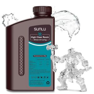 imageSUNLU 3D Printer Resin 1kg Fast Curing Standard 3D Resin for LCD DLP SLA Resin 3D Printers 395405nm UV Light Curing 3D Printing Liquid Photopolymer Resin Low Shrinkage High Precision 1000g GreyHigh Clear Resin 1kg Clear