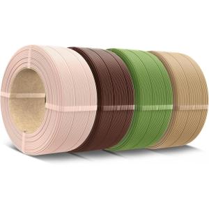 imageSUNLU 500g PLA Refill Filament 175mm Refill PLA 3D Printer Filament Suitable for Bambu Lab Filament and SUNLU Reusable spools Dimensional Accuracy  002 mm 05kg per Spool 4 Pcs 4 White05kg4beigecoffee Brownolive Greenoak