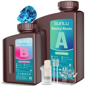 imageSUNLU Epoxy Resin Kit 48OZ Crystal Clear Epoxy Resin No Bubble No Yellow Easy to Mix 21 Ratio Self Leveling Art Resin for Casting Coating Jewelry Making River Table Tops Gift32OZ16OZ