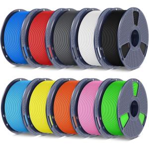 imageSUNLU High Speed PETG 3D Filament 175mm 30mms  600mms Print Range High Flow Speedy 3D Printer Filament Fit Most FDM Printers Dimensional Accuracy  002mm 1kg Spool BlackBlackwhitegreyredorangepinksky Bluegreenyellowblue